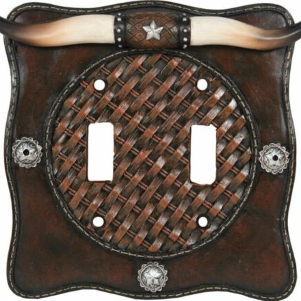 Longhorn Double Light Switch Plate Western Decor